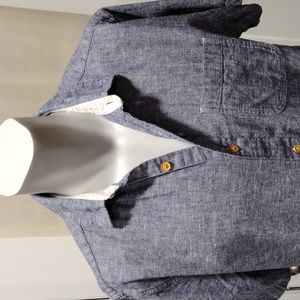 Even Tide mens blue cotton and linen short sleeve shirt. Large. Mint condition